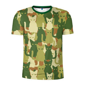 Мужская футболка 3D спортивная с принтом Камуфляж в Тюмени, 100% полиэстер с улучшенными характеристиками | приталенный силуэт, круглая горловина, широкие плечи, сужается к линии бедра | camouflage | cat | камуфляж | кот
