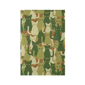 Обложка для паспорта матовая кожа с принтом Камуфляж в Тюмени, натуральная матовая кожа | размер 19,3 х 13,7 см; прозрачные пластиковые крепления | Тематика изображения на принте: camouflage | cat | камуфляж | кот