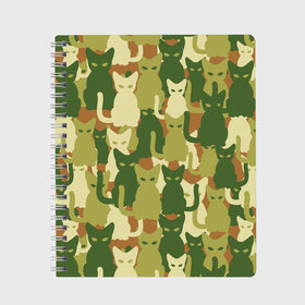 Тетрадь с принтом Камуфляж в Тюмени, 100% бумага | 48 листов, плотность листов — 60 г/м2, плотность картонной обложки — 250 г/м2. Листы скреплены сбоку удобной пружинной спиралью. Уголки страниц и обложки скругленные. Цвет линий — светло-серый
 | camouflage | cat | камуфляж | кот