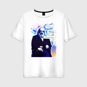 Женская футболка хлопок Oversize с принтом Менделеев (Химия – Просто) в Тюмени, 100% хлопок | свободный крой, круглый ворот, спущенный рукав, длина до линии бедер
 | блоггер | менделеев | наука | химия | химия   просто