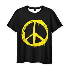 Мужская футболка 3D с принтом Peace в Тюмени, 100% полиэфир | прямой крой, круглый вырез горловины, длина до линии бедер | peace | vppdgryphon | арт | краска | мирный | миролюбивый | пацифик | прикольные | хиппи | цветные