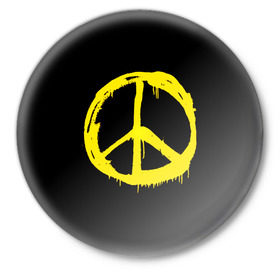 Значок с принтом Peace в Тюмени,  металл | круглая форма, металлическая застежка в виде булавки | Тематика изображения на принте: peace | vppdgryphon | арт | краска | мирный | миролюбивый | пацифик | прикольные | хиппи | цветные