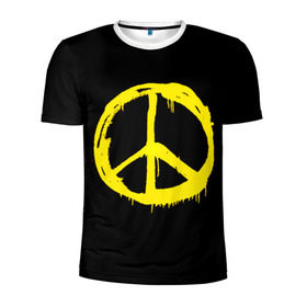 Мужская футболка 3D спортивная с принтом Peace в Тюмени, 100% полиэстер с улучшенными характеристиками | приталенный силуэт, круглая горловина, широкие плечи, сужается к линии бедра | peace | vppdgryphon | арт | краска | мирный | миролюбивый | пацифик | прикольные | хиппи | цветные