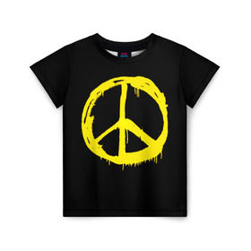 Детская футболка 3D с принтом Peace в Тюмени, 100% гипоаллергенный полиэфир | прямой крой, круглый вырез горловины, длина до линии бедер, чуть спущенное плечо, ткань немного тянется | Тематика изображения на принте: peace | vppdgryphon | арт | краска | мирный | миролюбивый | пацифик | прикольные | хиппи | цветные