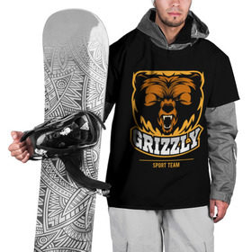 Накидка на куртку 3D с принтом GTIZZLY(sport team) в Тюмени, 100% полиэстер |  | bear | grizzly | гризли | медведь | ярость