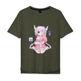 Мужская футболка хлопок Oversize с принтом Канна Камуи в Тюмени, 100% хлопок | свободный крой, круглый ворот, “спинка” длиннее передней части | anime | kobayashi san chi no maid dragon | аниме | канна камуи