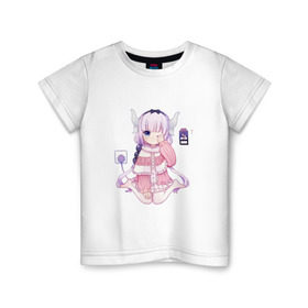 Детская футболка хлопок с принтом Канна Камуи в Тюмени, 100% хлопок | круглый вырез горловины, полуприлегающий силуэт, длина до линии бедер | anime | kobayashi san chi no maid dragon | аниме | канна камуи
