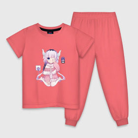 Детская пижама хлопок с принтом Канна Камуи в Тюмени, 100% хлопок |  брюки и футболка прямого кроя, без карманов, на брюках мягкая резинка на поясе и по низу штанин
 | anime | kobayashi san chi no maid dragon | аниме | канна камуи