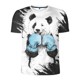 Мужская футболка 3D спортивная с принтом Панда боксер в Тюмени, 100% полиэстер с улучшенными характеристиками | приталенный силуэт, круглая горловина, широкие плечи, сужается к линии бедра | бокс | боксер | панда | панда боксер | спорт