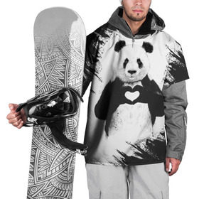 Накидка на куртку 3D с принтом Panda love в Тюмени, 100% полиэстер |  | 14 февраля | love | panda | panda love | день святого валентина | любовь | панда