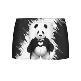 Мужские трусы 3D с принтом Panda love в Тюмени, 50% хлопок, 50% полиэстер | классическая посадка, на поясе мягкая тканевая резинка | 14 февраля | love | panda | panda love | день святого валентина | любовь | панда