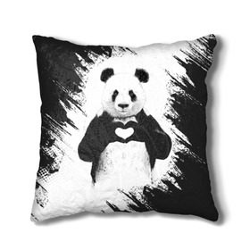 Подушка 3D с принтом Panda love в Тюмени, наволочка – 100% полиэстер, наполнитель – холлофайбер (легкий наполнитель, не вызывает аллергию). | состоит из подушки и наволочки. Наволочка на молнии, легко снимается для стирки | 14 февраля | love | panda | panda love | день святого валентина | любовь | панда