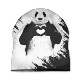 Шапка 3D с принтом Panda love в Тюмени, 100% полиэстер | универсальный размер, печать по всей поверхности изделия | Тематика изображения на принте: 14 февраля | love | panda | panda love | день святого валентина | любовь | панда