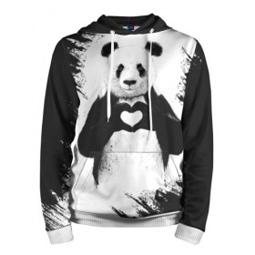 Мужская толстовка 3D с принтом Panda love в Тюмени, 100% полиэстер | двухслойный капюшон со шнурком для регулировки, мягкие манжеты на рукавах и по низу толстовки, спереди карман-кенгуру с мягким внутренним слоем. | Тематика изображения на принте: 14 февраля | love | panda | panda love | день святого валентина | любовь | панда