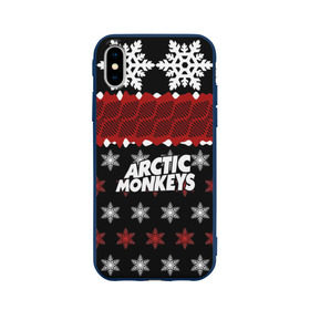Чехол для Apple iPhone X силиконовый матовый с принтом Праздничный Arctic Monkeys в Тюмени, Силикон | Печать на задней стороне чехла, без боковой панели | алекс тёрнер | арктик | арктические мартышки | гаражный | группа | джейми кук | знак | инди рок | красный | м | манкис | музыка | надпись | ник о мэлли | новогодний | новый год | обезьяна