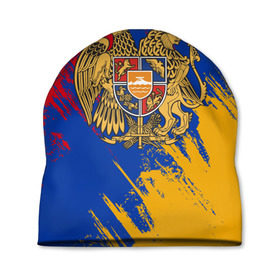 Шапка 3D с принтом Герб и флаг Армении в Тюмени, 100% полиэстер | универсальный размер, печать по всей поверхности изделия | армения | герб армении | герб и флаг армении | флаг армении