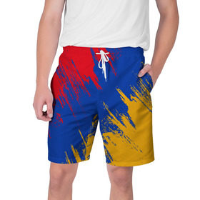 Мужские шорты 3D с принтом Флаг Армении в Тюмени,  полиэстер 100% | прямой крой, два кармана без застежек по бокам. Мягкая трикотажная резинка на поясе, внутри которой широкие завязки. Длина чуть выше колен | армения | флаг | флаг армении