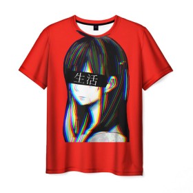 Мужская футболка 3D с принтом Japanese Aesthetic в Тюмени, 100% полиэфир | прямой крой, круглый вырез горловины, длина до линии бедер | sad japanese aesthetic
