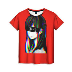 Женская футболка 3D с принтом Japanese Aesthetic в Тюмени, 100% полиэфир ( синтетическое хлопкоподобное полотно) | прямой крой, круглый вырез горловины, длина до линии бедер | sad japanese aesthetic