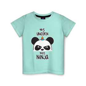 Детская футболка хлопок с принтом Unicorn ninja в Тюмени, 100% хлопок | круглый вырез горловины, полуприлегающий силуэт, длина до линии бедер | panda dab | unicorn ninja