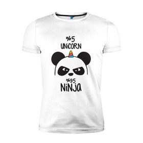 Мужская футболка премиум с принтом Unicorn ninja в Тюмени, 92% хлопок, 8% лайкра | приталенный силуэт, круглый вырез ворота, длина до линии бедра, короткий рукав | panda dab | unicorn ninja