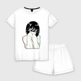 Женская пижама с шортиками хлопок с принтом LOVE (Japanese) в Тюмени, 100% хлопок | футболка прямого кроя, шорты свободные с широкой мягкой резинкой | люблю