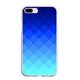 Чехол для iPhone 7Plus/8 Plus матовый с принтом Blue geometria в Тюмени, Силикон | Область печати: задняя сторона чехла, без боковых панелей | blue | geometria | абстракция | бирюза | бирюзовый | геометрия | куб | синий