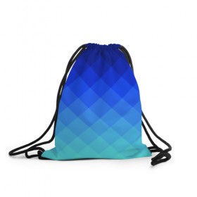 Рюкзак-мешок 3D с принтом Blue geometria в Тюмени, 100% полиэстер | плотность ткани — 200 г/м2, размер — 35 х 45 см; лямки — толстые шнурки, застежка на шнуровке, без карманов и подкладки | blue | geometria | абстракция | бирюза | бирюзовый | геометрия | куб | синий