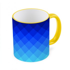 Кружка 3D с принтом Blue geometria в Тюмени, керамика | ёмкость 330 мл | blue | geometria | абстракция | бирюза | бирюзовый | геометрия | куб | синий