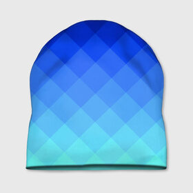 Шапка 3D с принтом Blue geometria в Тюмени, 100% полиэстер | универсальный размер, печать по всей поверхности изделия | blue | geometria | абстракция | бирюза | бирюзовый | геометрия | куб | синий