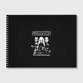 Альбом для рисования с принтом Группа Scorpions в Тюмени, 100% бумага
 | матовая бумага, плотность 200 мг. | scorpions | группа | скорпионс | хард | хардрок