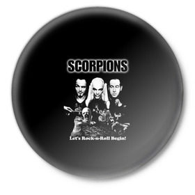 Значок с принтом Группа Scorpions в Тюмени,  металл | круглая форма, металлическая застежка в виде булавки | scorpions | группа | скорпионс | хард | хардрок