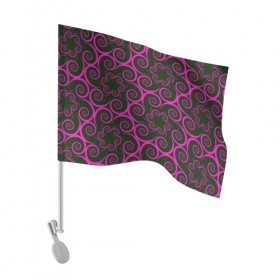 Флаг для автомобиля с принтом Розовые цветы в Тюмени, 100% полиэстер | Размер: 30*21 см | pink | кружева | лепестки | розовый | спираль | узор | фрактал | цветки | цветок | цветы