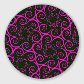 Коврик круглый с принтом Розовые цветы в Тюмени, резина и полиэстер | круглая форма, изображение наносится на всю лицевую часть | pink | кружева | лепестки | розовый | спираль | узор | фрактал | цветки | цветок | цветы