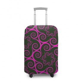 Чехол для чемодана 3D с принтом Розовые цветы в Тюмени, 86% полиэфир, 14% спандекс | двустороннее нанесение принта, прорези для ручек и колес | pink | кружева | лепестки | розовый | спираль | узор | фрактал | цветки | цветок | цветы