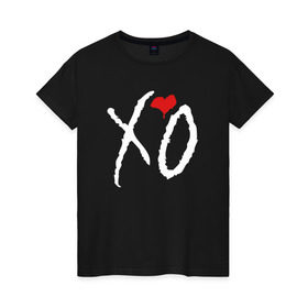 Женская футболка хлопок с принтом XO в Тюмени, 100% хлопок | прямой крой, круглый вырез горловины, длина до линии бедер, слегка спущенное плечо | Тематика изображения на принте: the weeknd