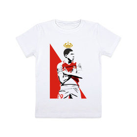 Детская футболка хлопок с принтом Kylian Mbappe в Тюмени, 100% хлопок | круглый вырез горловины, полуприлегающий силуэт, длина до линии бедер | kylian mbappe | monaco | килиан мбаппе | монако | футболист
