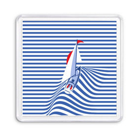 Магнит 55*55 с принтом Яхта в Тюмени, Пластик | Размер: 65*65 мм; Размер печати: 55*55 мм | Тематика изображения на принте: flag | joke | prank | sail | sea | stripes | water | waves | yacht vest | вода | волны | море | парус | полосы | прикол | тельняшка | флаг | шутка | яхта