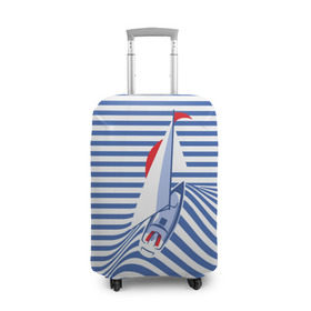 Чехол для чемодана 3D с принтом Яхта в Тюмени, 86% полиэфир, 14% спандекс | двустороннее нанесение принта, прорези для ручек и колес | flag | joke | prank | sail | sea | stripes | water | waves | yacht vest | вода | волны | море | парус | полосы | прикол | тельняшка | флаг | шутка | яхта