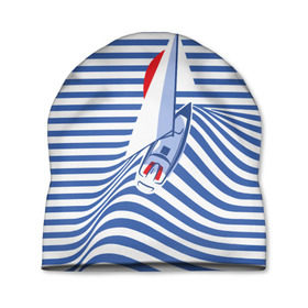 Шапка 3D с принтом Яхта в Тюмени, 100% полиэстер | универсальный размер, печать по всей поверхности изделия | flag | joke | prank | sail | sea | stripes | water | waves | yacht vest | вода | волны | море | парус | полосы | прикол | тельняшка | флаг | шутка | яхта