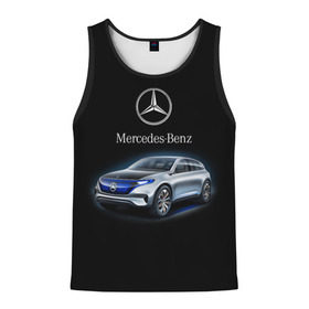 Мужская майка 3D с принтом Mercedes-Benz в Тюмени, 100% полиэстер | круглая горловина, приталенный силуэт, длина до линии бедра. Пройма и горловина окантованы тонкой бейкой | kомпания производитель легковых автомобилей премиального класса | немецкое качество