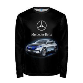 Мужской лонгслив 3D с принтом Mercedes-Benz в Тюмени, 100% полиэстер | длинные рукава, круглый вырез горловины, полуприлегающий силуэт | kомпания производитель легковых автомобилей премиального класса | немецкое качество