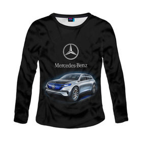 Женский лонгслив 3D с принтом Mercedes-Benz в Тюмени, 100% полиэстер | длинные рукава, круглый вырез горловины, полуприлегающий силуэт | kомпания производитель легковых автомобилей премиального класса | немецкое качество