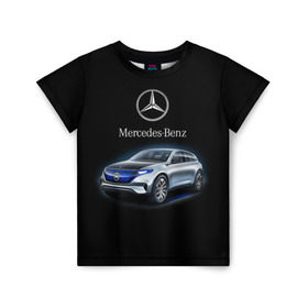 Детская футболка 3D с принтом Mercedes-Benz в Тюмени, 100% гипоаллергенный полиэфир | прямой крой, круглый вырез горловины, длина до линии бедер, чуть спущенное плечо, ткань немного тянется | Тематика изображения на принте: kомпания производитель легковых автомобилей премиального класса | немецкое качество