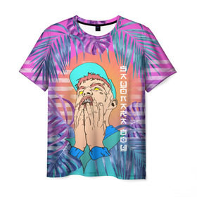 Мужская футболка 3D с принтом Sayonara Boy в Тюмени, 100% полиэфир | прямой крой, круглый вырез горловины, длина до линии бедер | Тематика изображения на принте: allj | eldzhey | sayonaraboy | алексей узенюк | рэпер | хип хоп | элджей