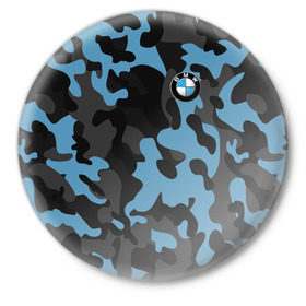 Значок с принтом BMW Military brand color в Тюмени,  металл | круглая форма, металлическая застежка в виде булавки | Тематика изображения на принте: bmw | автомобильные | бмв | машины