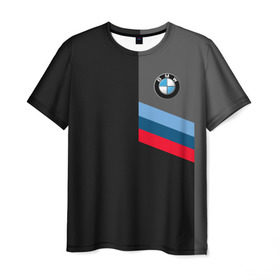 Мужская футболка 3D с принтом BMW Brand Tricolor в Тюмени, 100% полиэфир | прямой крой, круглый вырез горловины, длина до линии бедер | bmw | автомобильные | бмв | машины