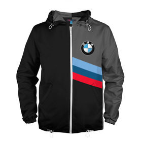 Мужская ветровка 3D с принтом BMW Brand Tricolor в Тюмени, 100% полиэстер | подол и капюшон оформлены резинкой с фиксаторами, два кармана без застежек по бокам, один потайной карман на груди | bmw | автомобильные | бмв | машины