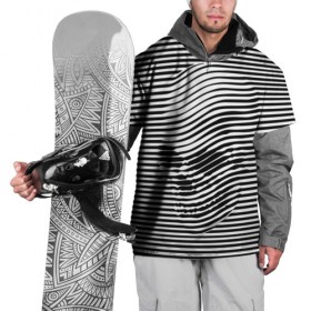 Накидка на куртку 3D с принтом Череп в Тюмени, 100% полиэстер |  | art | optical | skull | stripes | vest | искусство | оптическое | полосы | тельняшка | череп