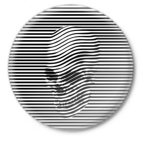 Значок с принтом Череп в Тюмени,  металл | круглая форма, металлическая застежка в виде булавки | Тематика изображения на принте: art | optical | skull | stripes | vest | искусство | оптическое | полосы | тельняшка | череп